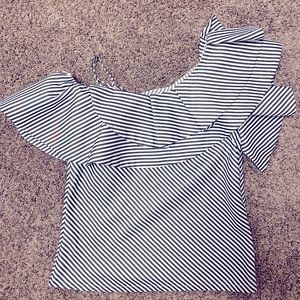 INA Women’s size medium top, navy and white stripped off the shoulder